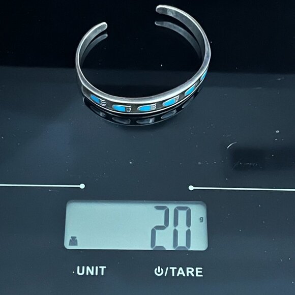 Old Pawn Sterling Native American Hopi Bear Claw Paw Turquoise Cuff Bracelet - Picture 8 of 8